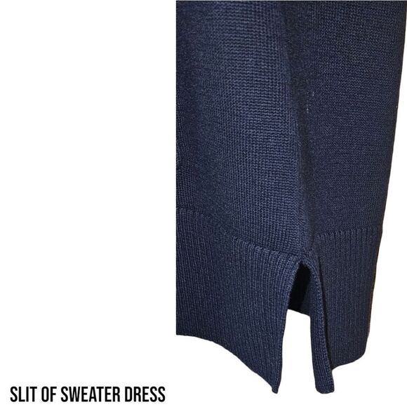 JEANNE PIERRE Women's Dark Blue Super Soft Cotton Mini Sweater Dress SIZE XL - Picture 9 of 14